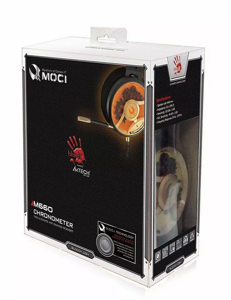 Gaming ακουστικά με μικρόφωνο A4TECH Bloody HiFi M660 Chronometer Gold Μαύρο/Χρυσό