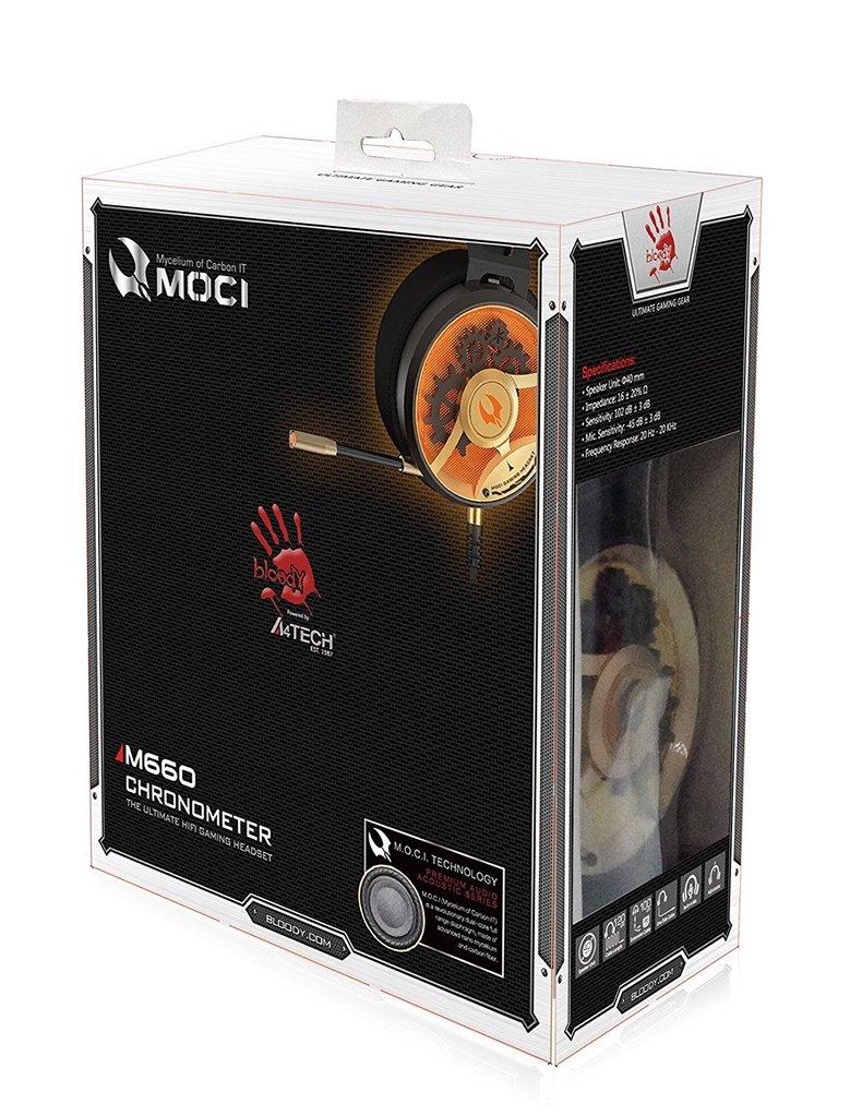 Gaming ακουστικά με μικρόφωνο A4TECH Bloody HiFi M660 Chronometer Gold Μαύρο/Χρυσό