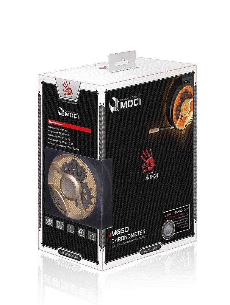 Gaming ακουστικά με μικρόφωνο A4TECH Bloody HiFi M660 Chronometer Gold Μαύρο/Χρυσό