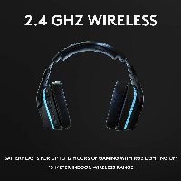 Геймърски слушалки Logitech,  G935 7.1 Wireless 7.1 Surround Lightsync, Безжични, Черни