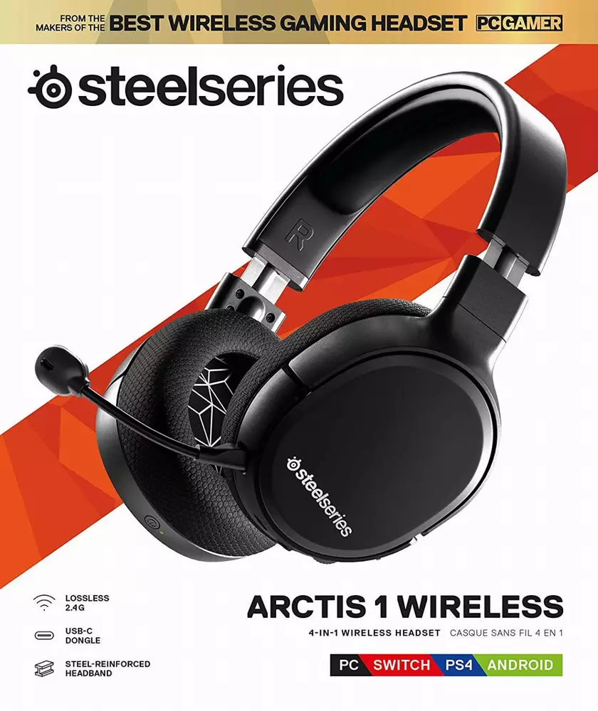 Геймърски слушалки SteelSeries Arctis 1 Wireless, Черно