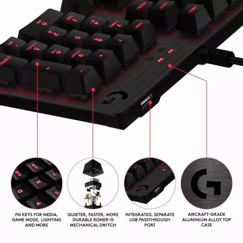 Геймърска механична клавиатура Logitech G413 Carbon, Romer-G суичове