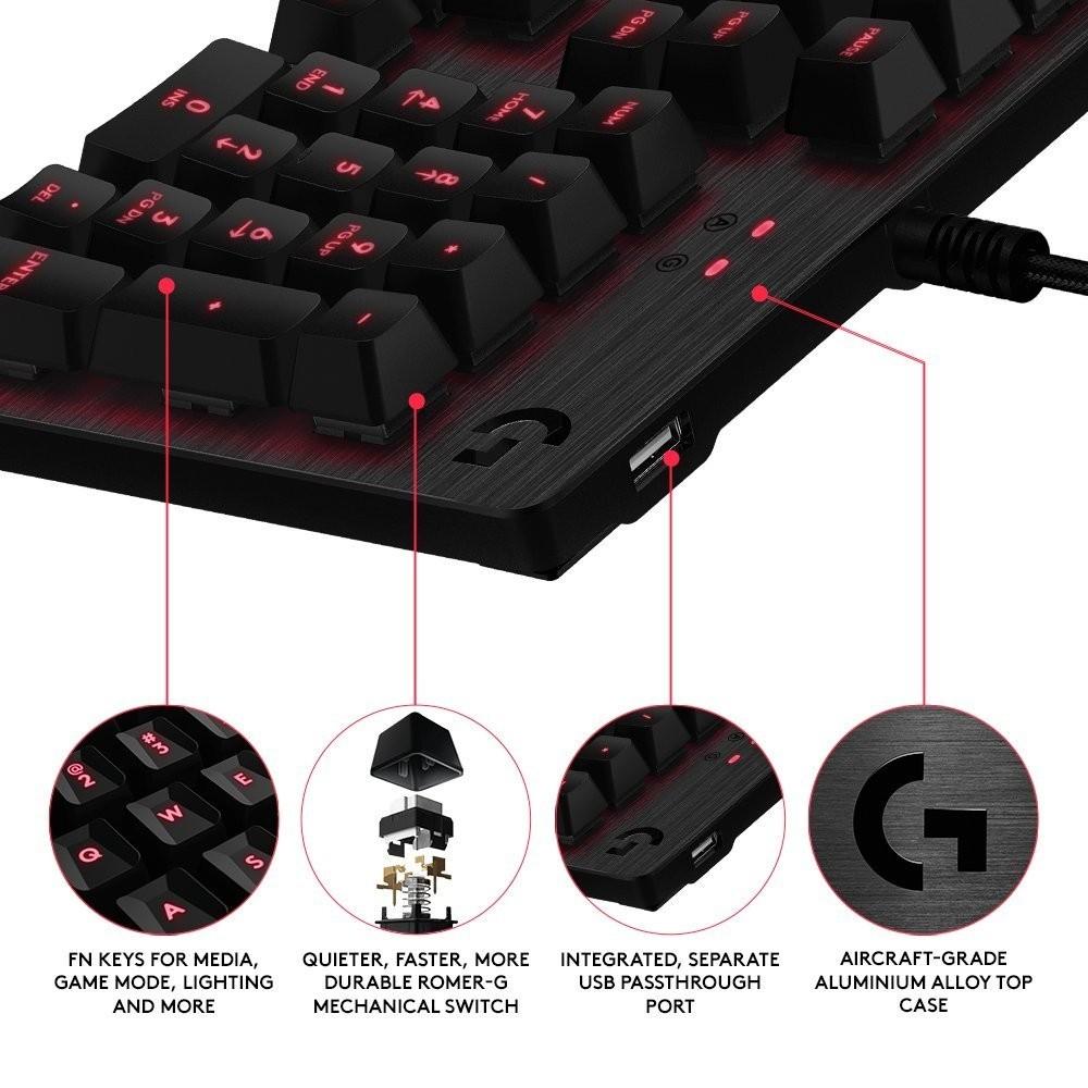 Геймърска механична клавиатура Logitech G413 Carbon, Romer-G суичове