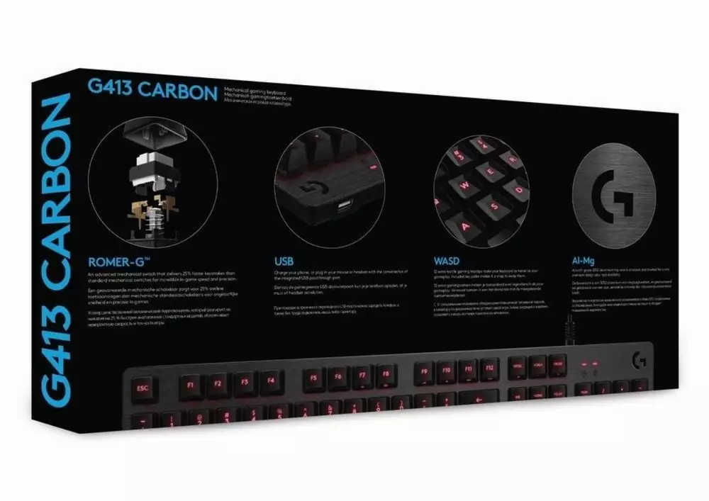 Геймърска механична клавиатура Logitech G413 Carbon, Romer-G суичове