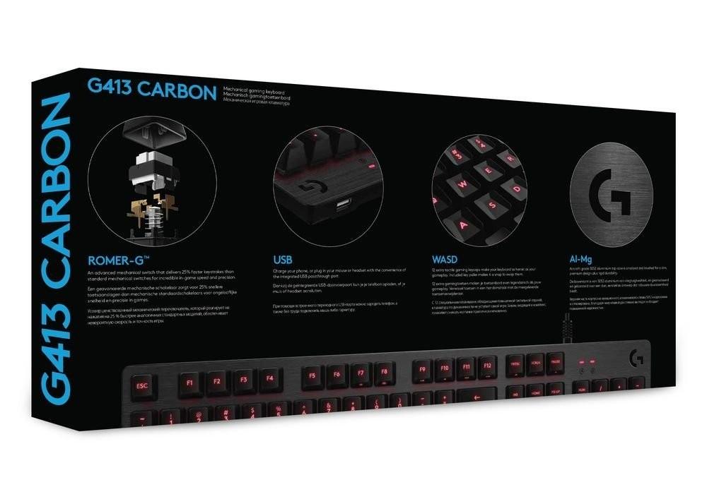 Геймърска механична клавиатура Logitech G413 Carbon, Romer-G суичове