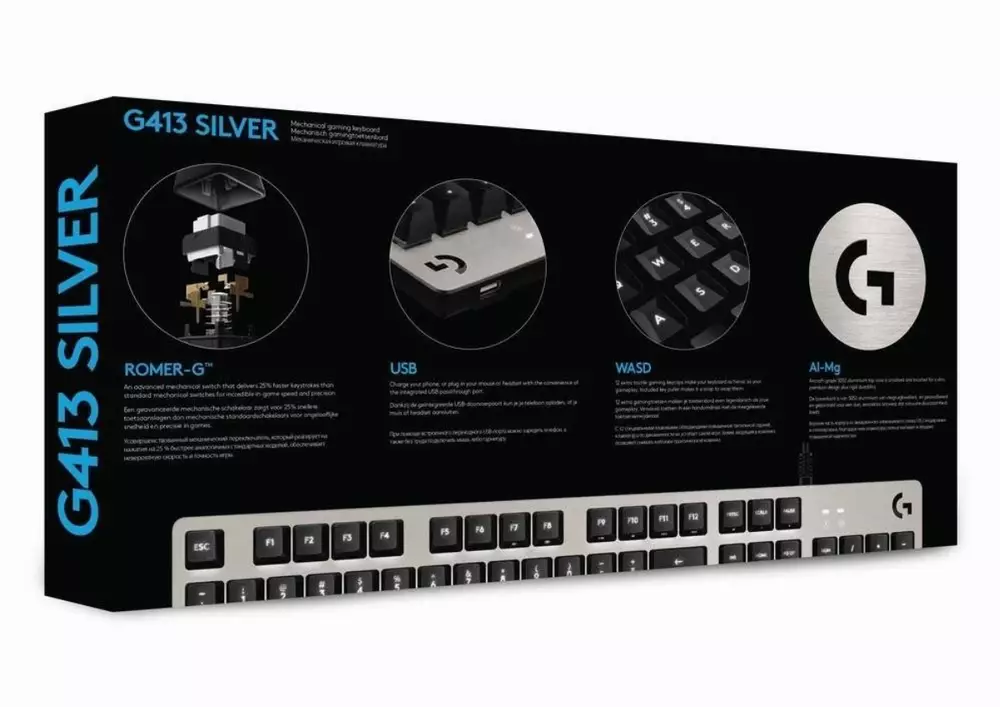 Геймърска механична клавиатура Logitech G413 Silver, Romer-G суичове