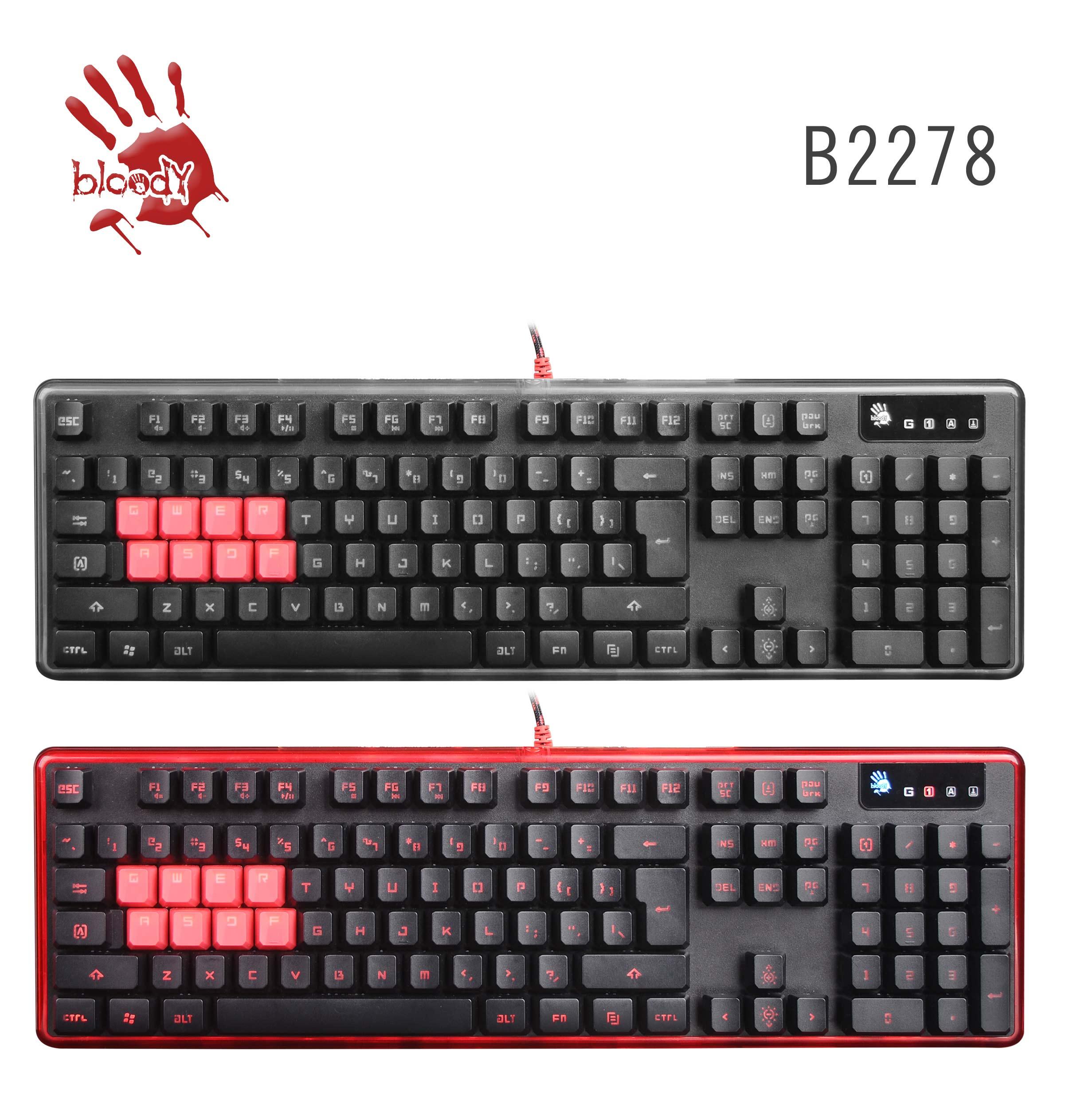 Геймърска полу-механична клавиатура A4tech Bloody, B2278, Optic-switch
