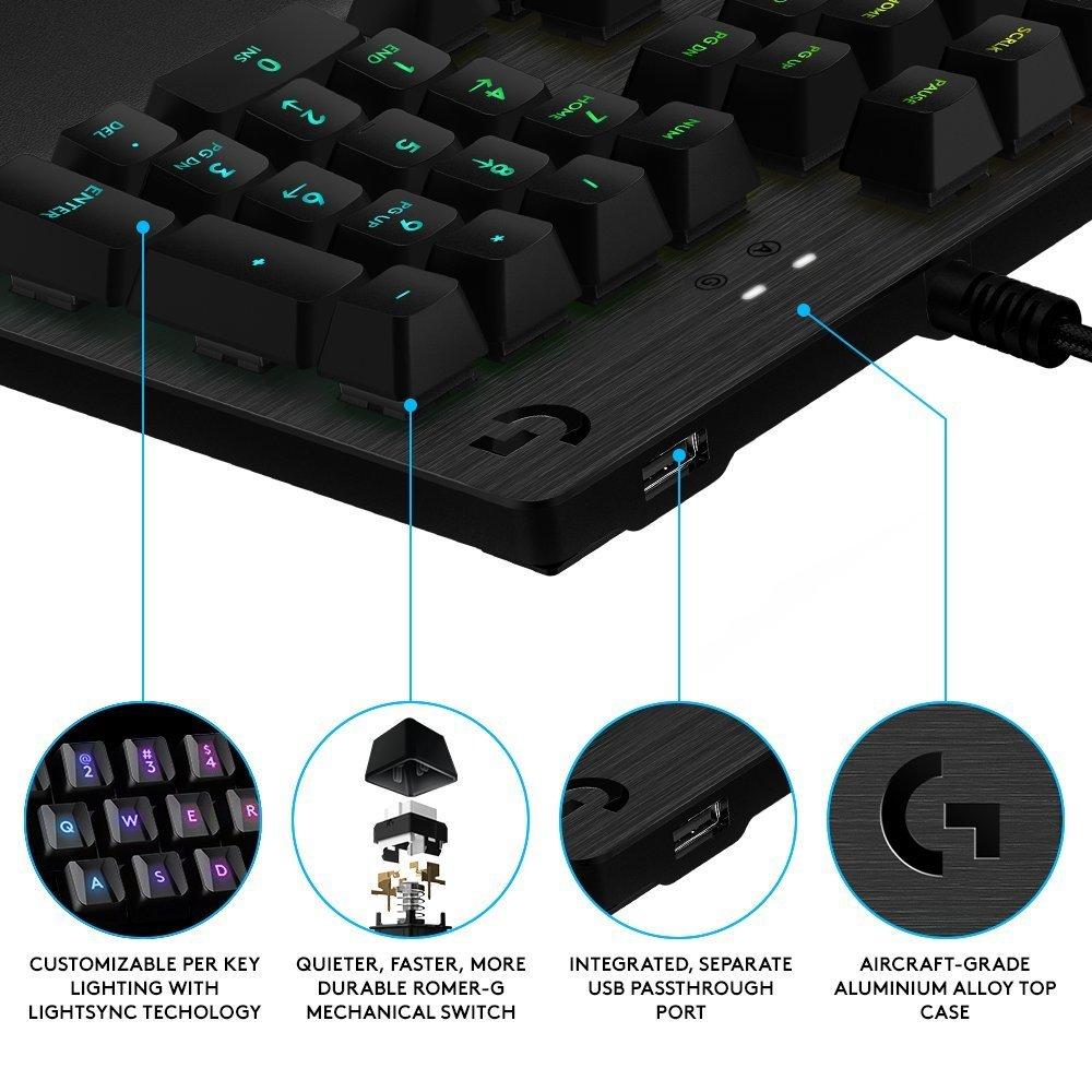 Gaming μηχανική πληκτρολόγιο Logitech G513 Carbon RGB, Romer-G Linear switches