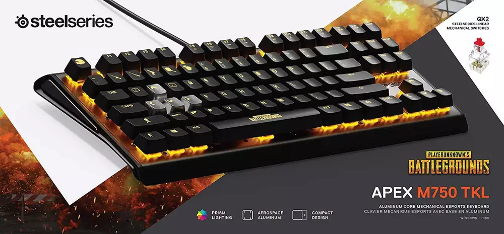 Механична Геймърскa клавиатура Steelseries Apex M750 TKL PUBG Edition