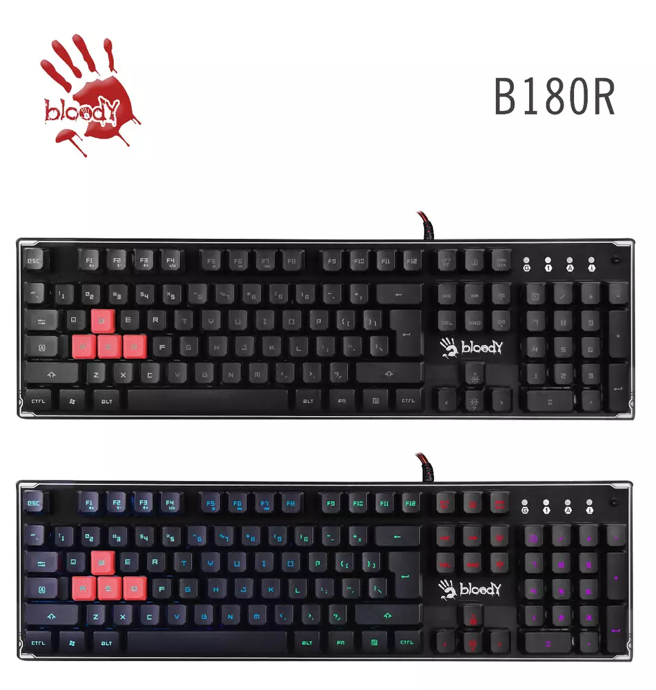 Геймърска клавиатура A4tech Bloody, B180R, Черна