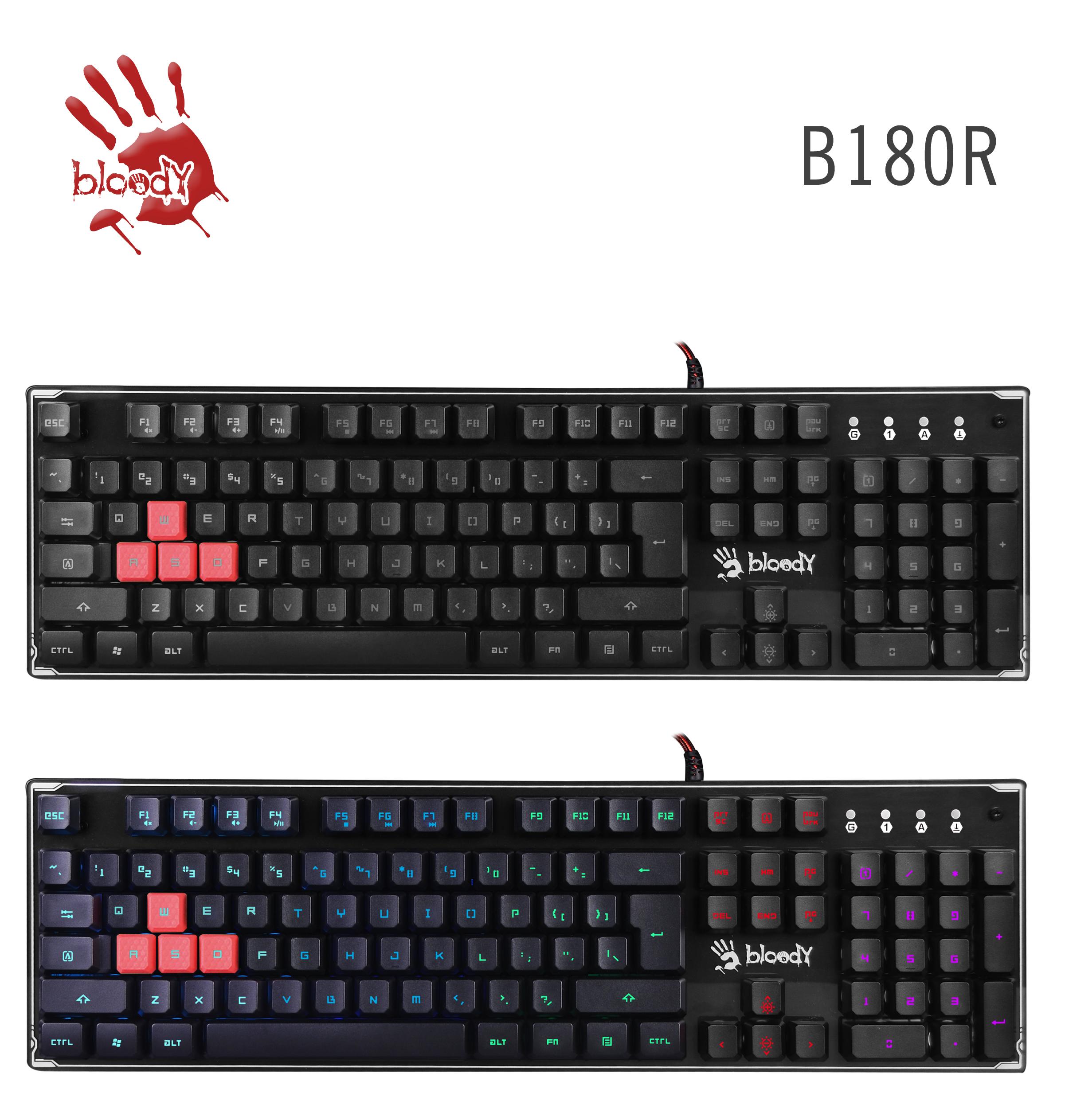 Геймърска клавиатура A4tech Bloody, B180R, Черна