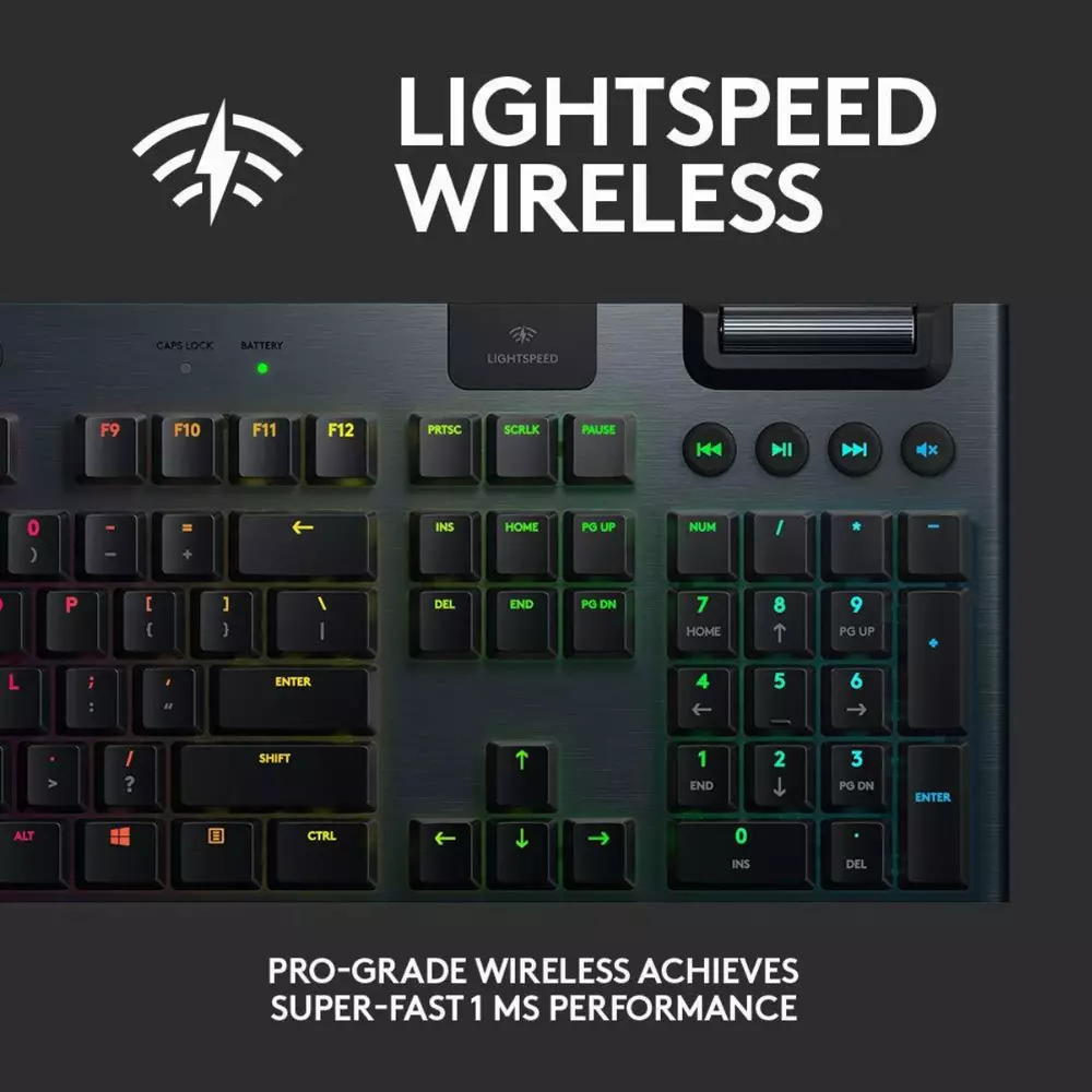 Безжична геймърска клавиатура Logitech G915 Lightsync RGB GL Linear Switches