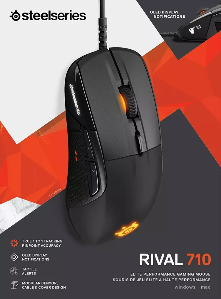 Геймърска мишка SteelSeries, Rival 710, Оптична, Жична, USB