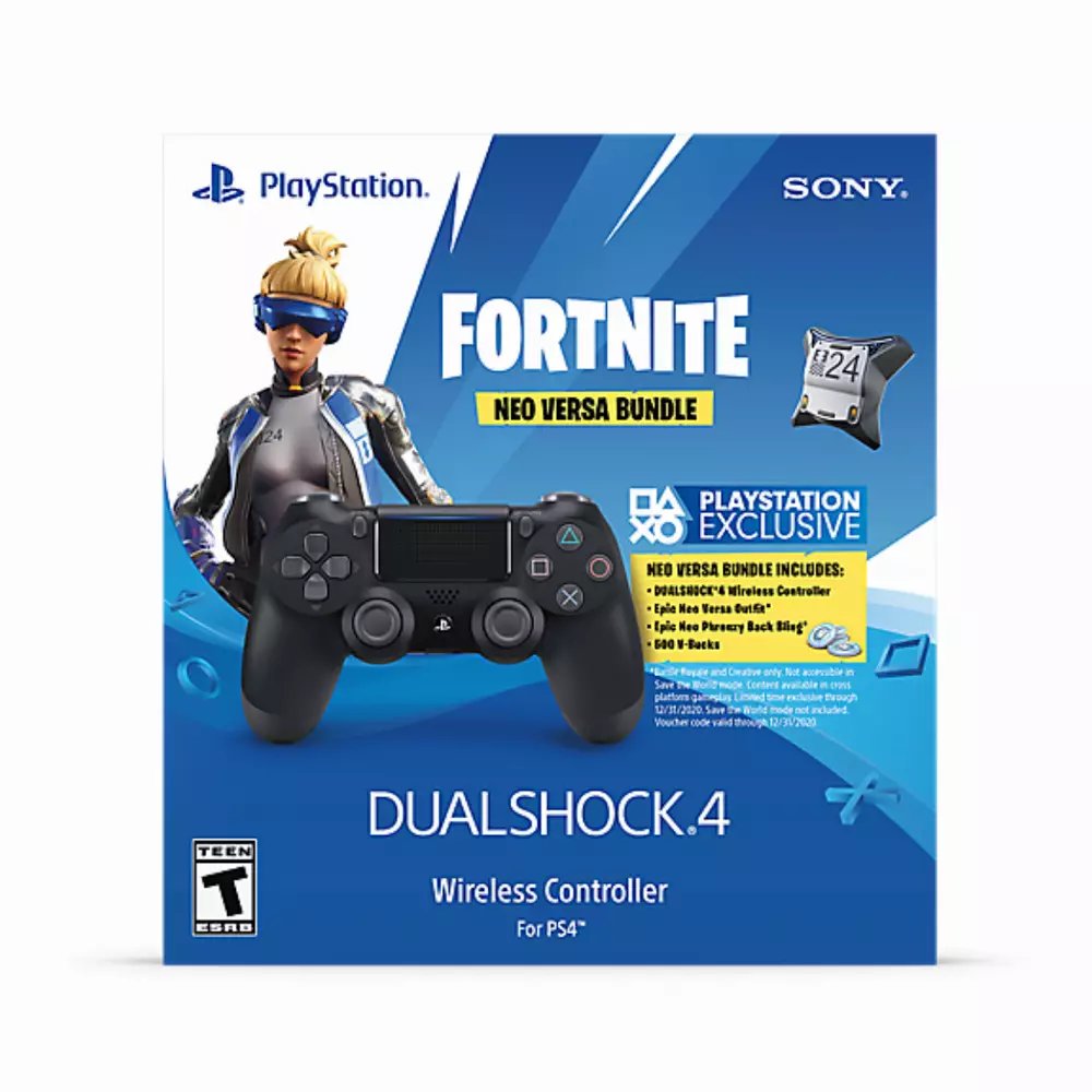 Безжичен геймпад Sony DualShock 4 Jet Black - Fortnite Neo Versa Bundle