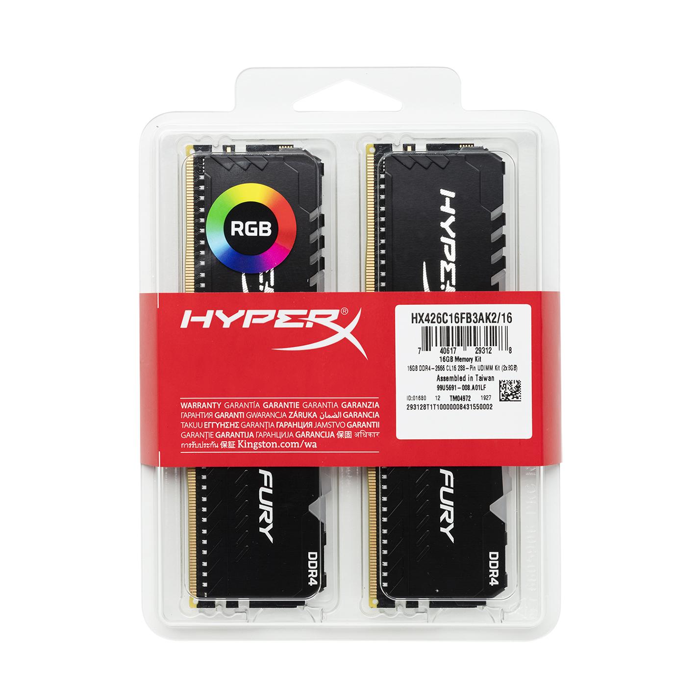Памет Kingston HyperX Fury RGB 32GB (2x16GB) DDR4 2666Mhz