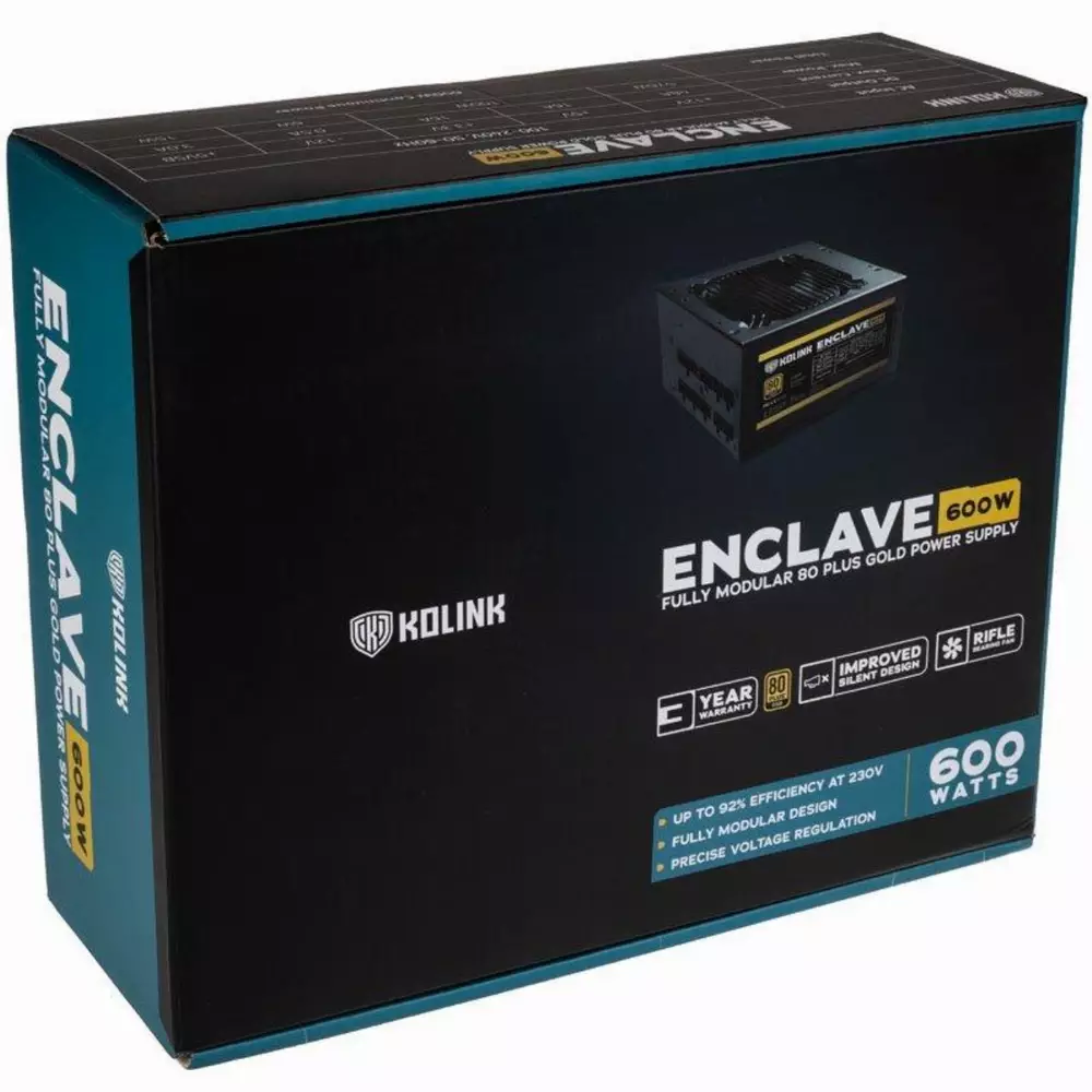 Захранване Kolink Enclave 600W 80+ Gold modular
