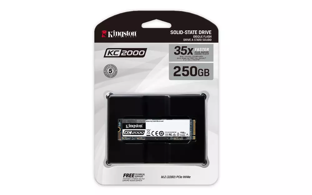 Диск SSD KINGSTON KC2000 250GB M.2 2280 PCIe NVMe Gen 3.0 x4
