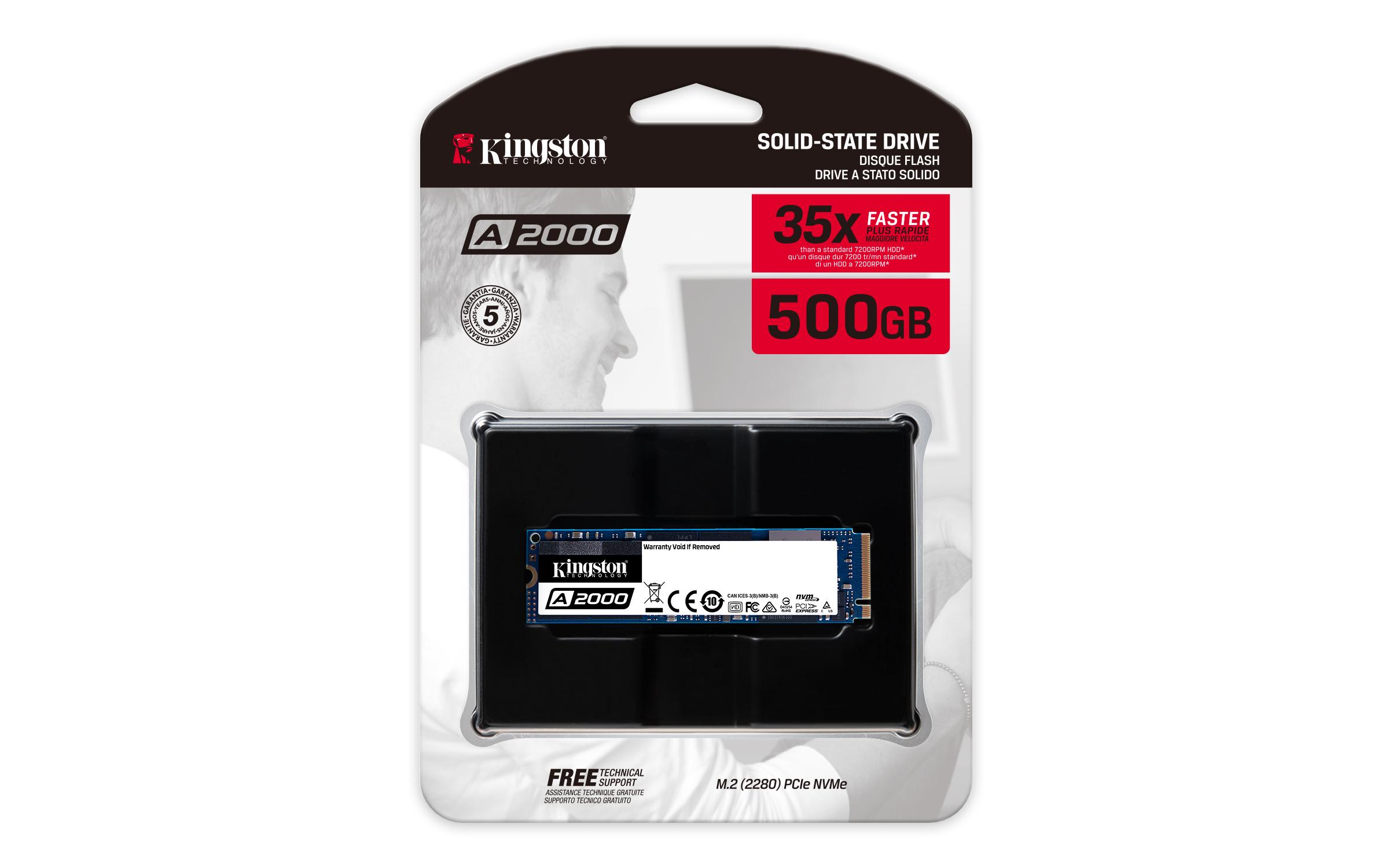 Диск SSD KINGSTON A2000 500GB M.2 2280 PCIe NVMe Gen 3.0 x4