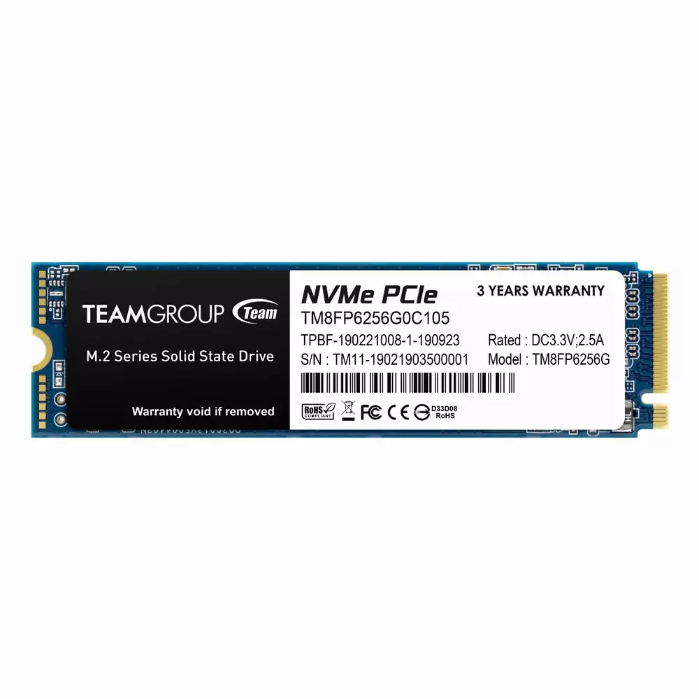 Диск SSD Team Group MP33 256GB M.2 2280 PCIe NVMe Gen 3.0 x4