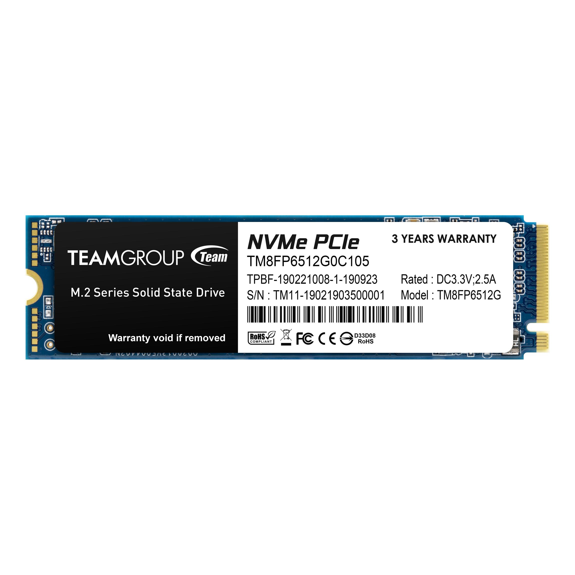 Диск SSD Team Group MP33 512GB M.2 2280 PCIe NVMe Gen 3.0 x4