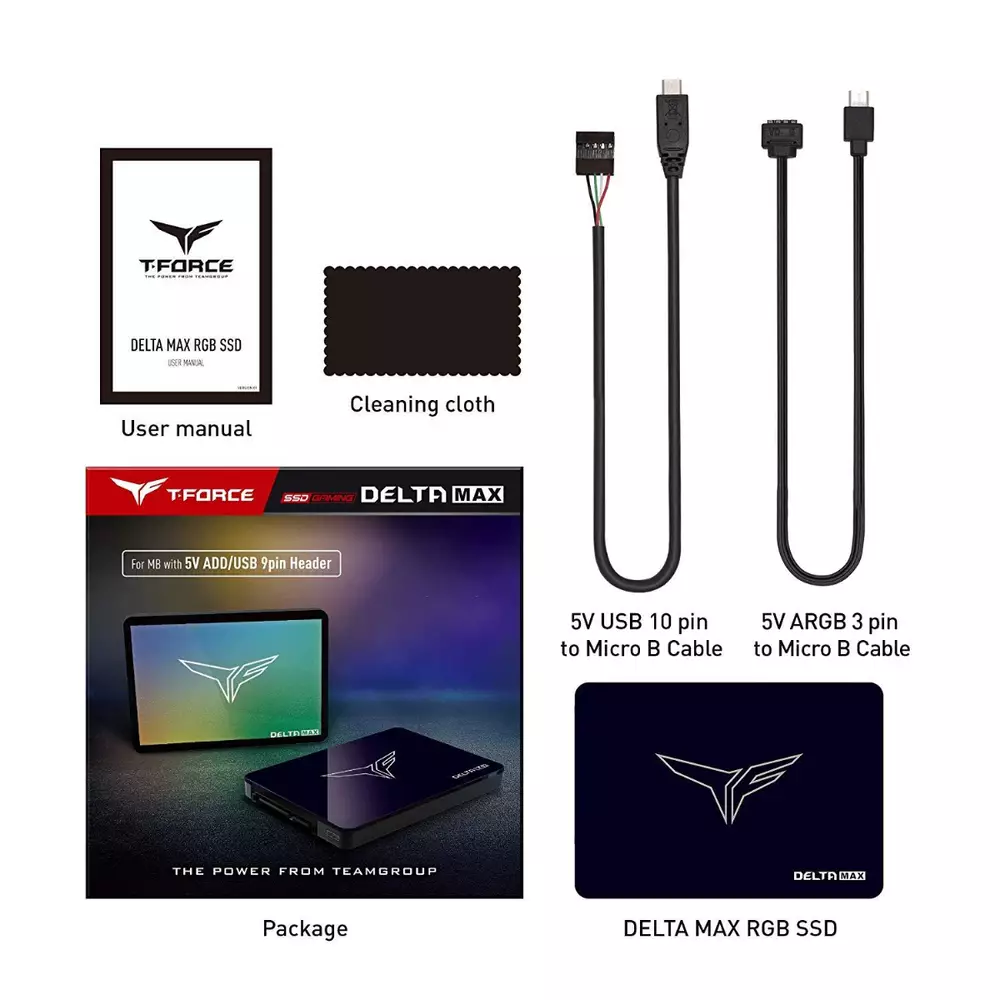 Диск SSD TeamGroup Delta MAX RGB Black 1TB 2.5" SATA III