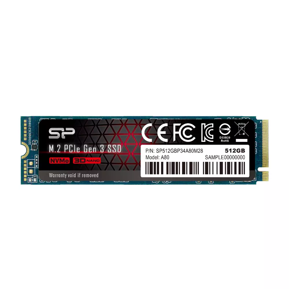 Диск SSD Silicon Power P34A80 512GB M.2 2280 PCIe NVMe Gen 3.0 x4