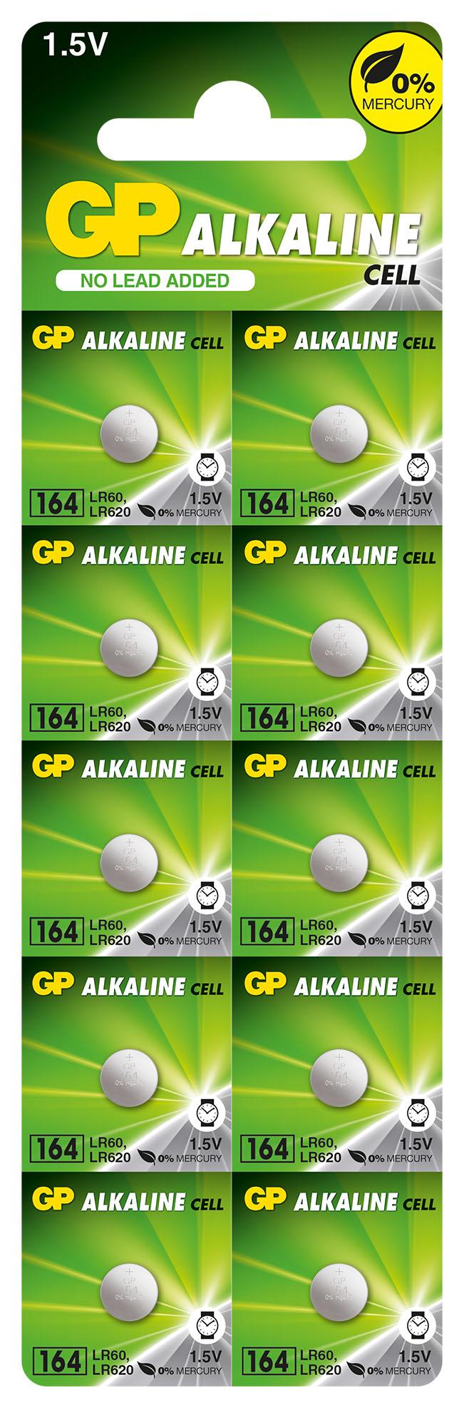 Batterie alcaline bouton GP164 LR-621/ 10pcs./pack prix pour 1 pc./ 1.55V AG1