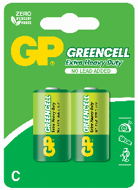 Цинк карбонова батерия GP R14 Greencell /2 бр. в опаковка/ BLISTER 1.5V