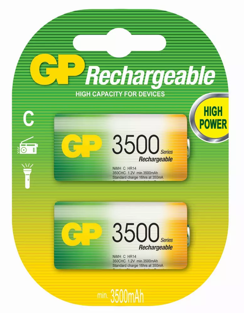 Μπαταρία επαναφορτιζόμενη GP NiMH R14 /C/ 350CHC 1.2V 3500 mAh 2 τεμ. σε συσκευασία GP