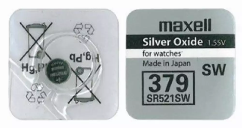 Бутонна батерия сребърна MAXELL SR-521 SW /AG0/379/ 1.55V