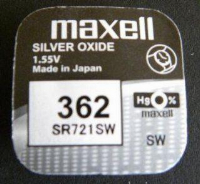 Бутонна батерия сребърна MAXELL SR-721 SW  AG11/362/ 1.55V