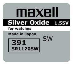Batería de botón plateada MAXELL SR-1120 SW /381/391/ AG8 1.55V