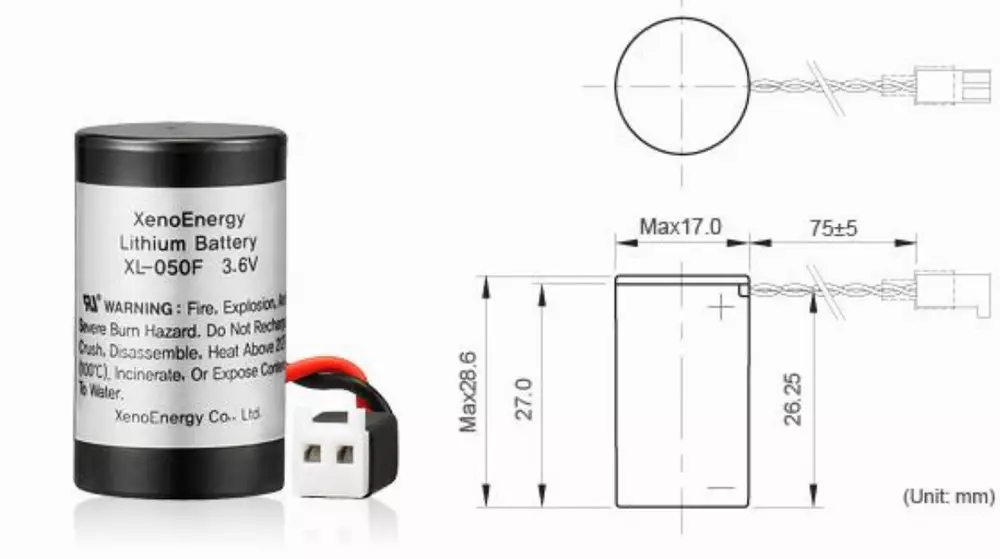 Литиево тионил хлоридна батерия XENO 3,6V 1/2AA XL-050CAT /с кабелчета и PVC кутия/