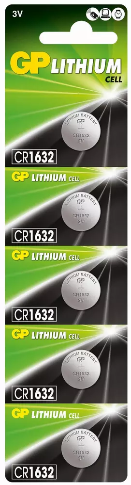 Батерия литиева CR-1632 3V  GP BATTERIES, 5 бр. блистер /цена за 1 бр./