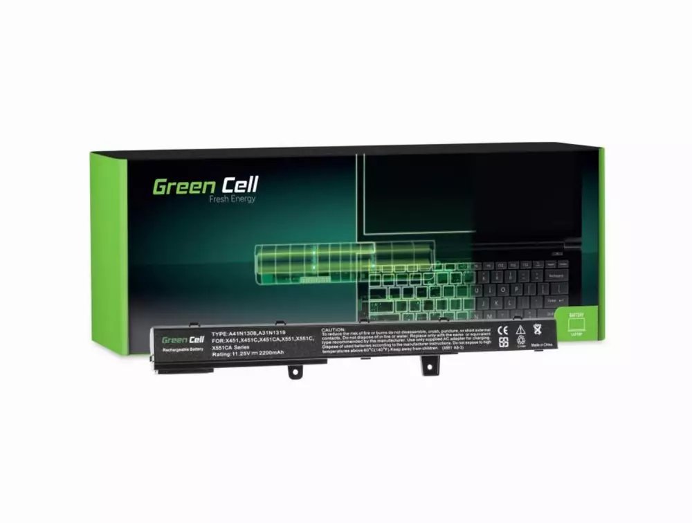 Батерия  за лаптоп Asus X551 X551C X551CA X551M X551MA X551MAV F551 F551C F551M R512C R512CA R553L A31N1319 11.25V 2200mAh GREEN CELL