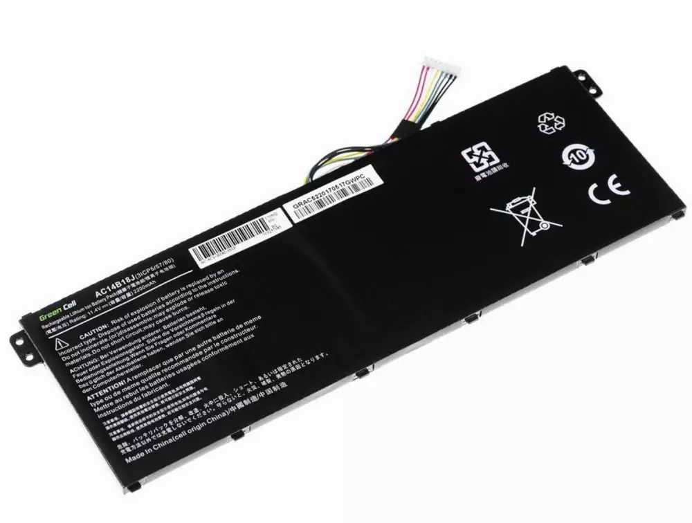 Μπαταρία για φορητό υπολογιστή Acer Aspire E 11 ES1-111M ES1-131 E 15 ES1-512 Chromebook 11 CB3-111 13 CB5-311 AC14B3K 11.4V 2200mAh GREEN CELL