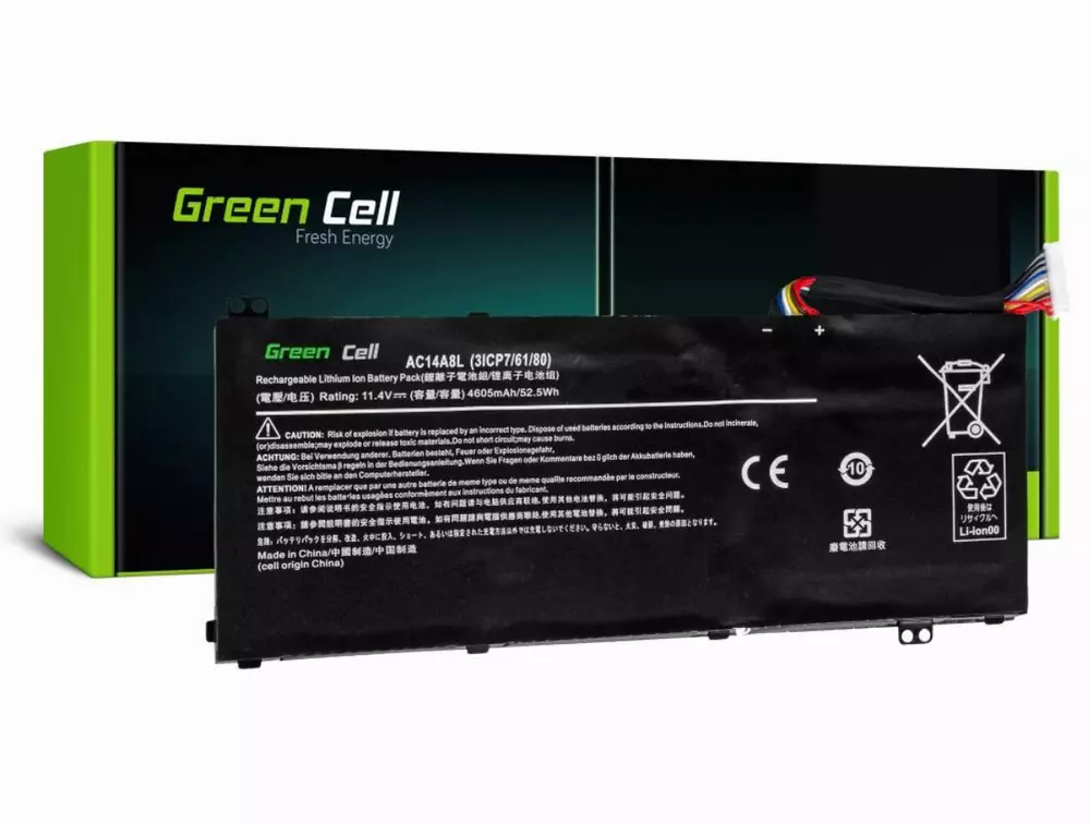 Батерия  за лаптоп  Acer Aspire Nitro V15 VN7-571G VN7-572G VN7-591G VN7-592G i V17 VN7-791G VN7-792G AC14A8L 11.4V 4605mAh GREEN CELL