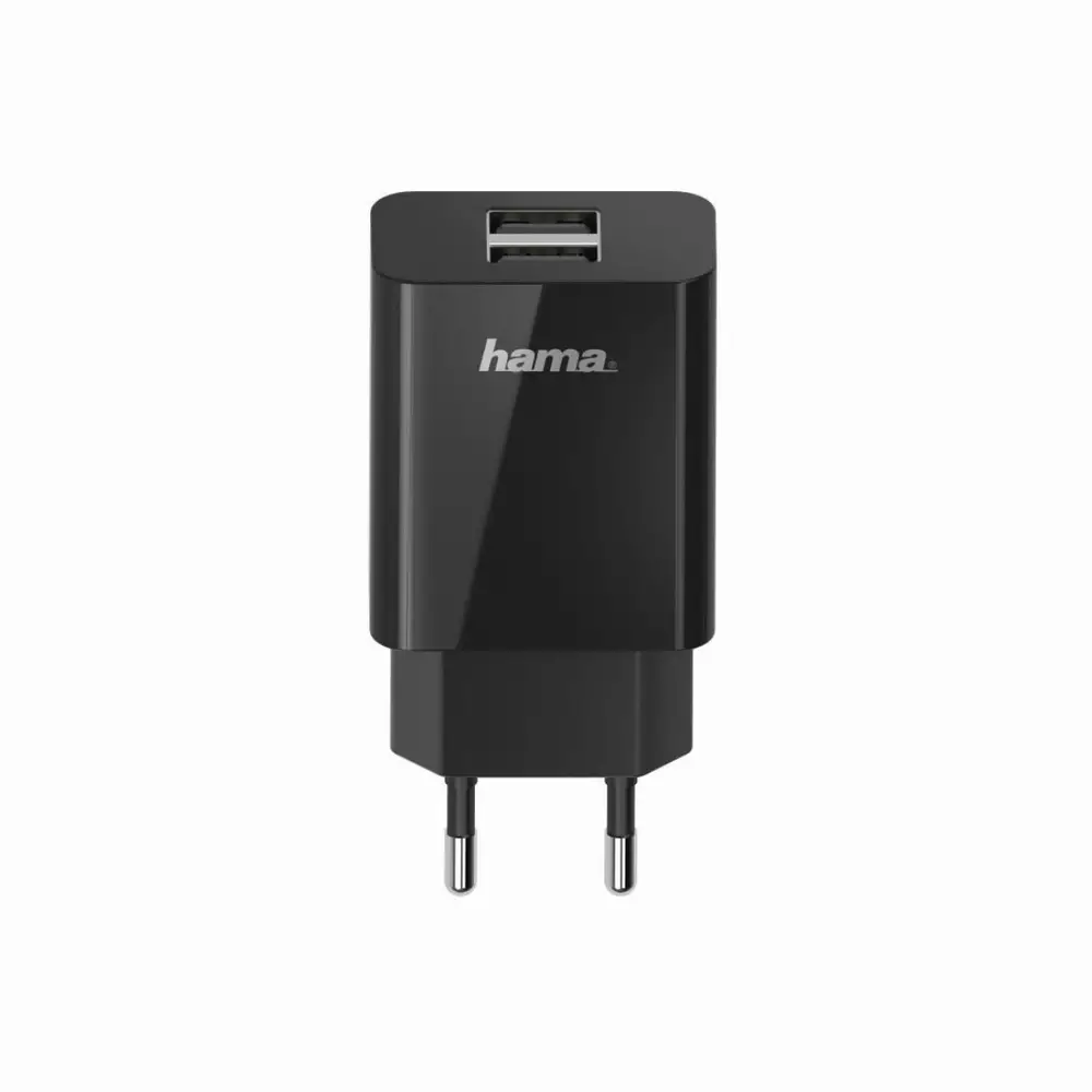 Мрежово зарядно HAMA Universal, 2 x USB-A, 2.1 A, Черен
