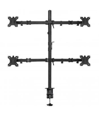 Стойка за 4 монитора за бюро Ewent EW1514, Регулируема, 2", 20 кг, Бюро, Черен