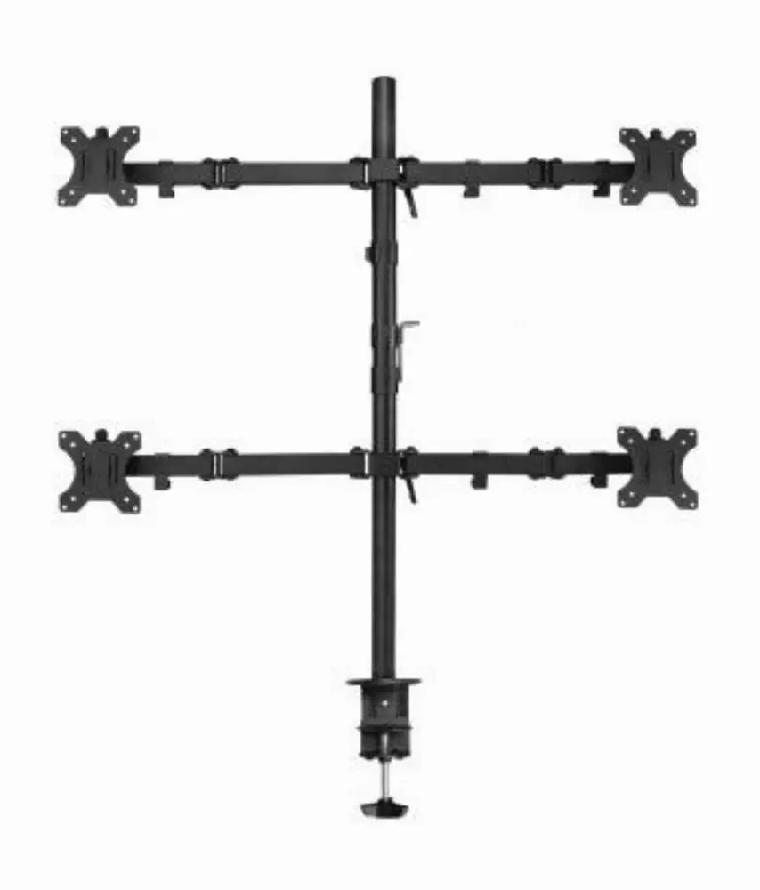 Стойка за 4 монитора за бюро Ewent EW1514, Регулируема, 2", 20 кг, Бюро, Черен