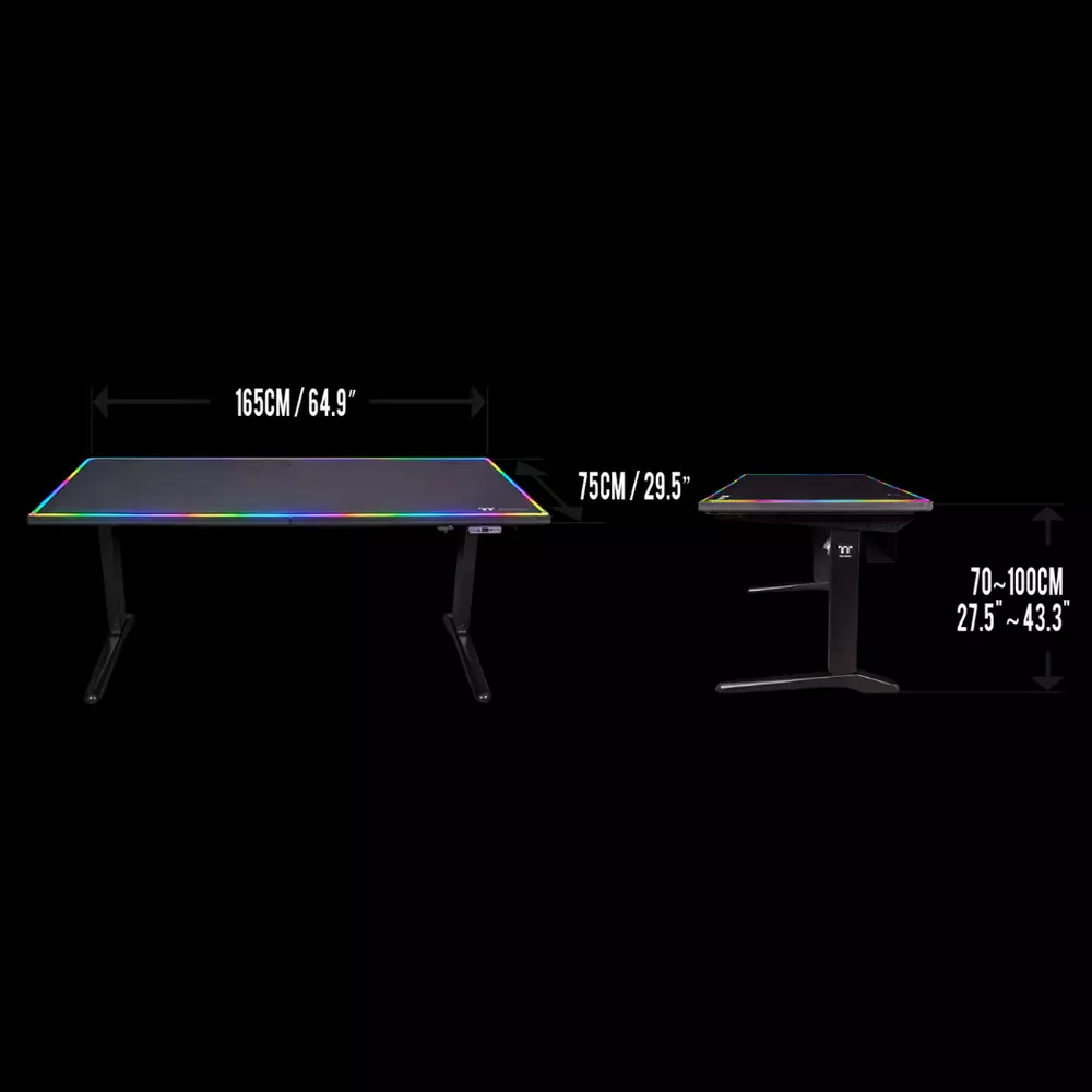Геймърско бюро TteSports Level 20 GT BattleStation, Black, Електрическо управление на височина