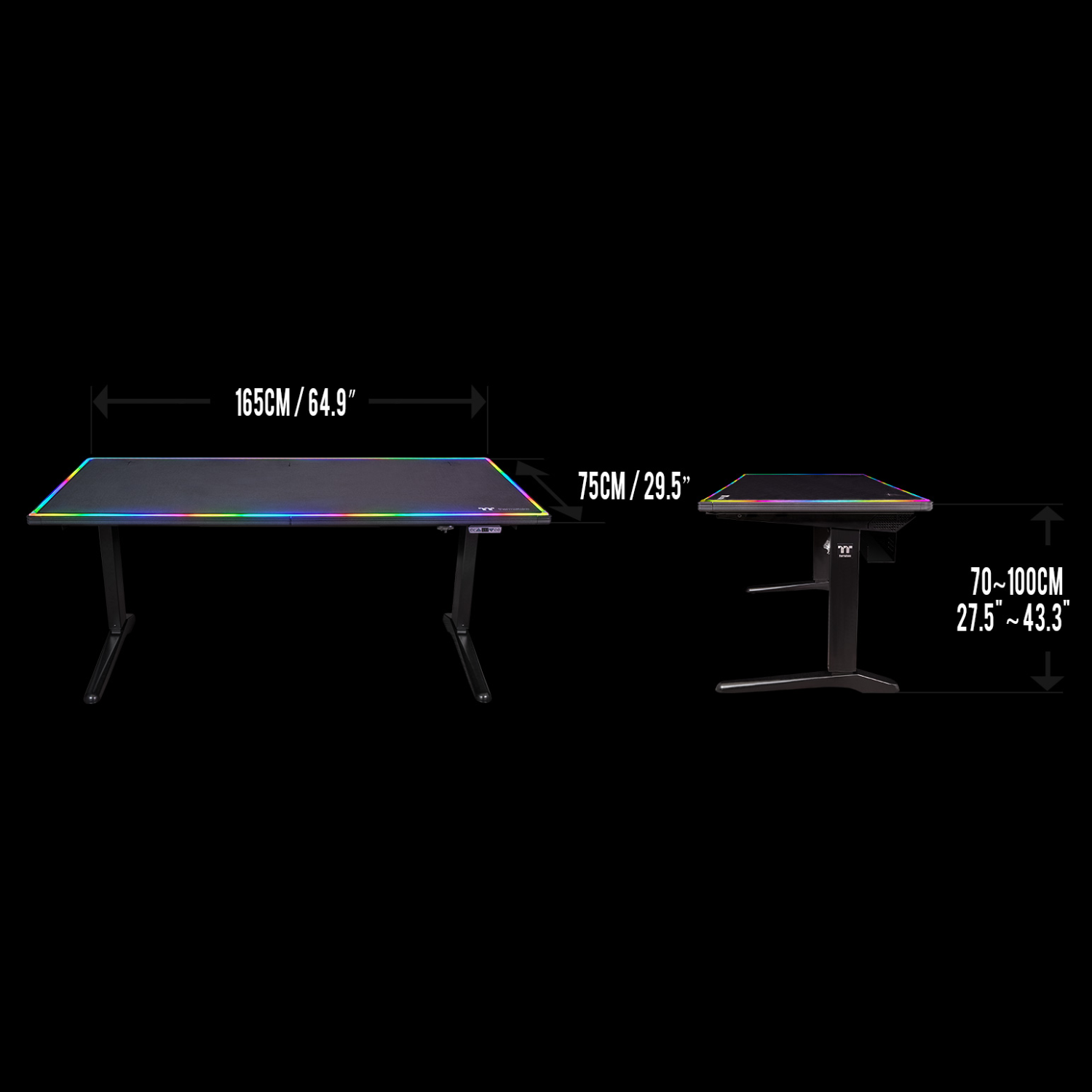 Геймърско бюро TteSports Level 20 GT BattleStation, Black, Електрическо управление на височина