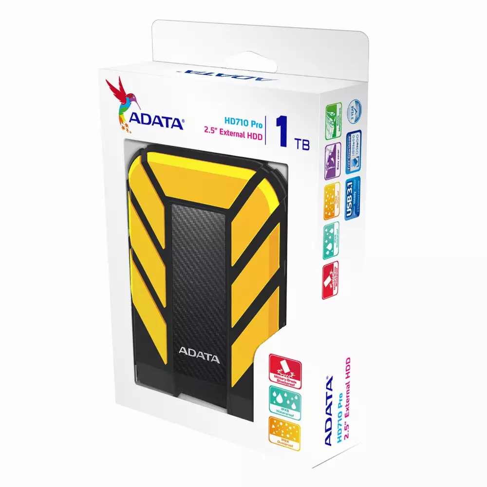 Външен диск ADATA HD710 Pro 1TB 2.5" USB 3.1 Yellow - AHD710P-1TU31-CYL