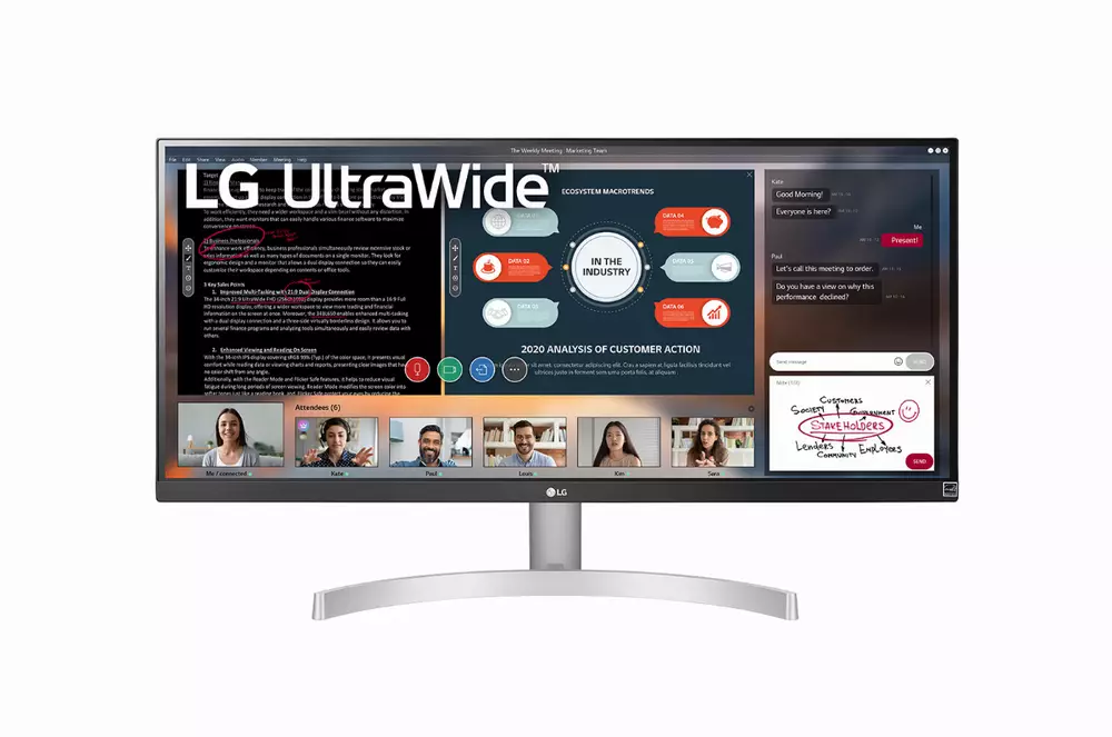 Монитор LG 29" 29WN600-W, QHD (2560x1080), IPS, 75Hz, 5ms, HDR10, AMD FreeSync