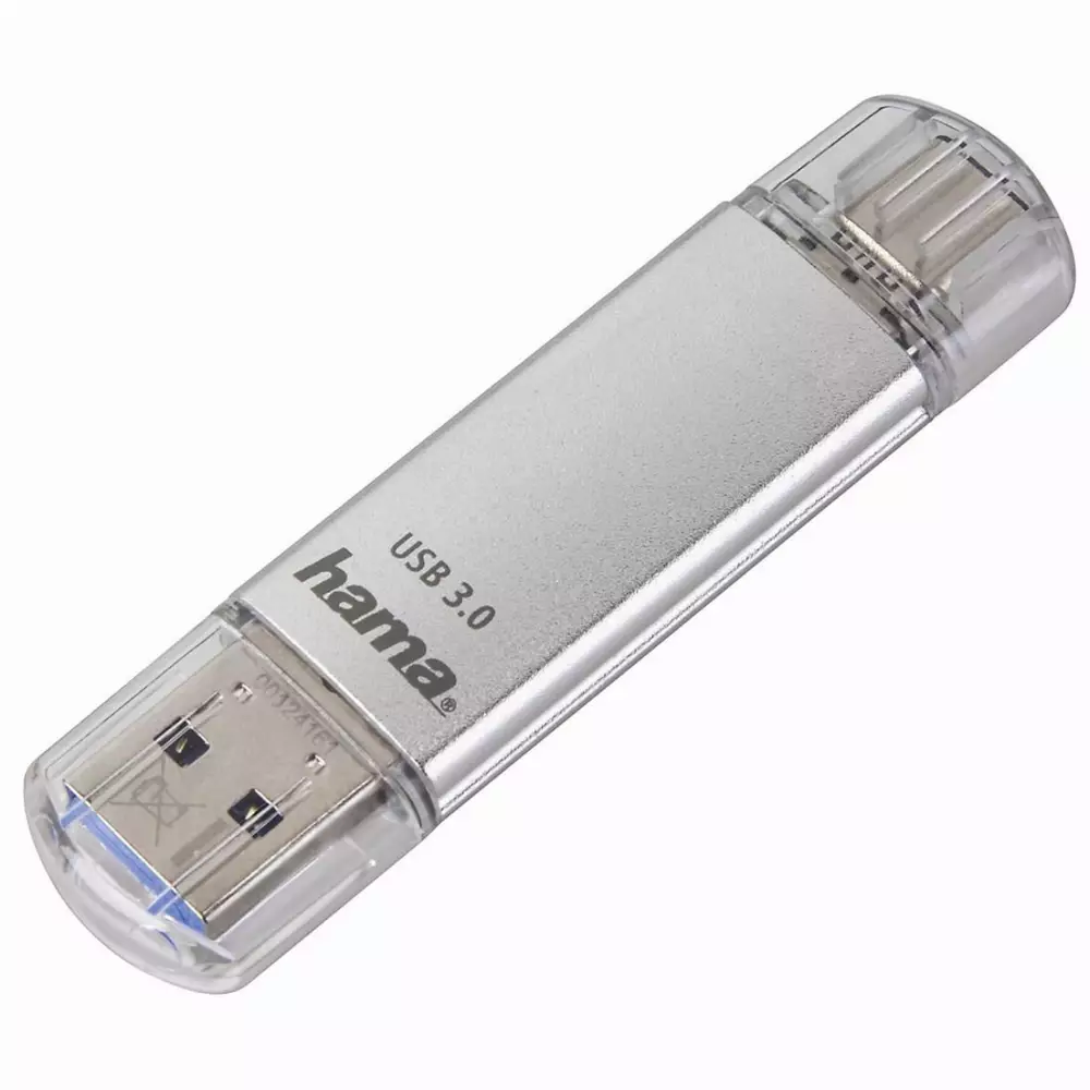 USB памет HAMA Тип USB-C Laeta 124163, 64GB, USB 3.1 Type-C, Сребрист