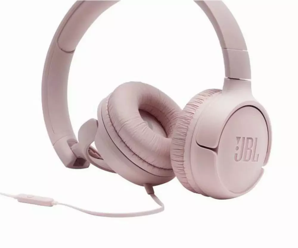Слушалки с микрофон JBL T500, Розов