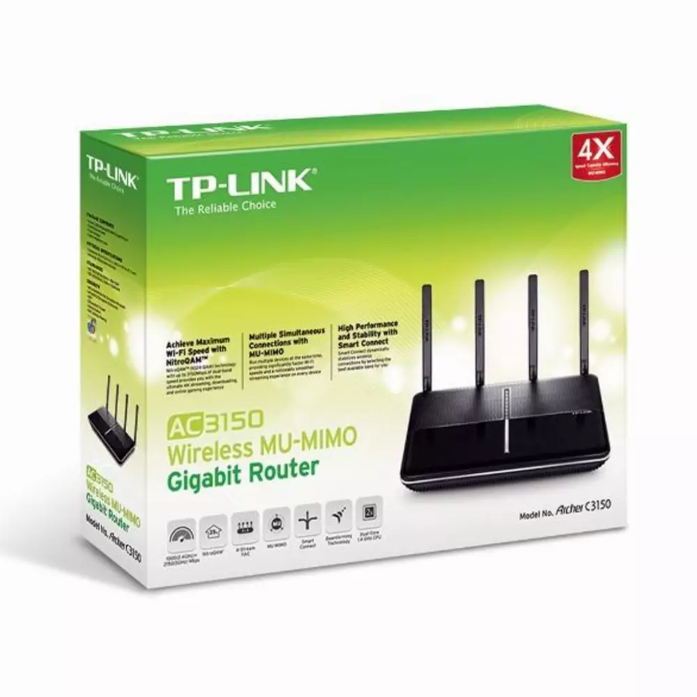 Безжичен рутер TP-Link Archer C3150 AC3150, MU-MIMO, Dual band, USB 3.0