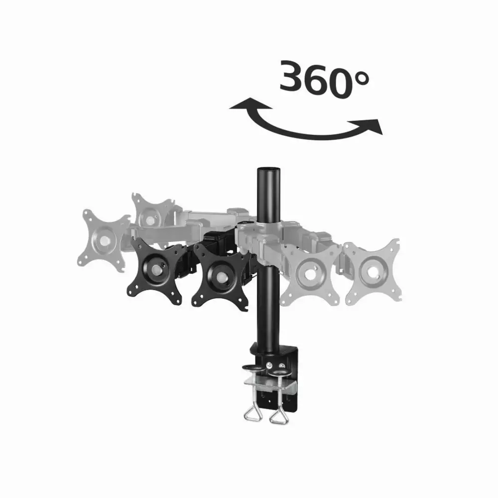 Стойка за 2 монитора за бюро HAMA 95830, Регулируема, 10"-26", 20 кг, 2 рамeнa, Черен