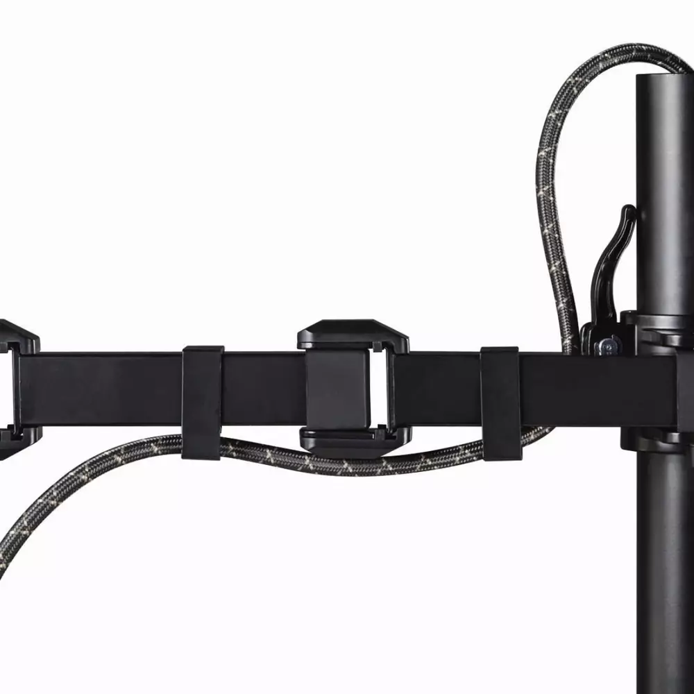Стойка за 2 монитора за бюро HAMA 95830, Регулируема, 10"-26", 20 кг, 2 рамeнa, Черен