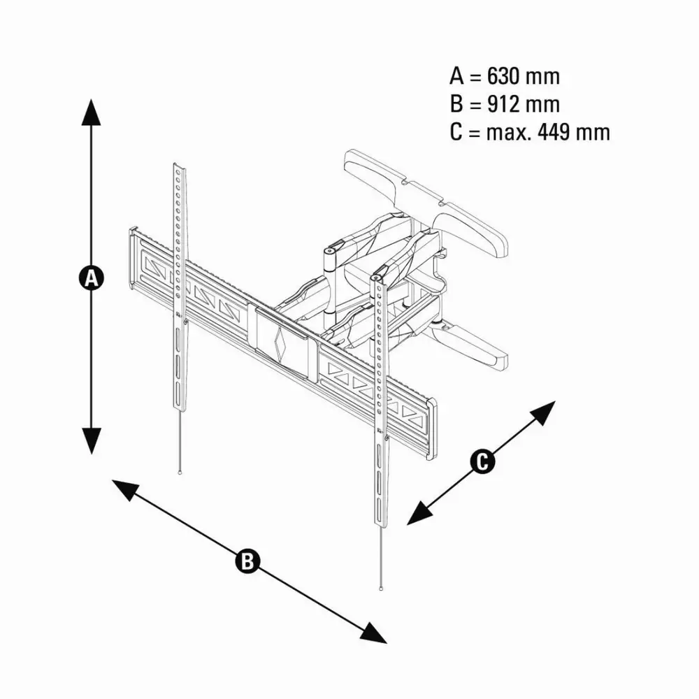 Стенна стойка за TV HAMA 118625, Регулируема, 46"-90", 75 кг, Черен